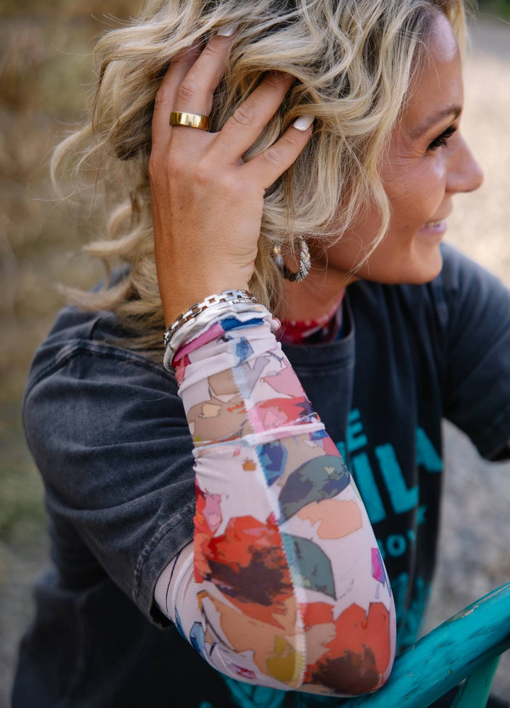 The Audra Floral Mesh Long Sleeve Top - Timber &amp; Velvet Boutique