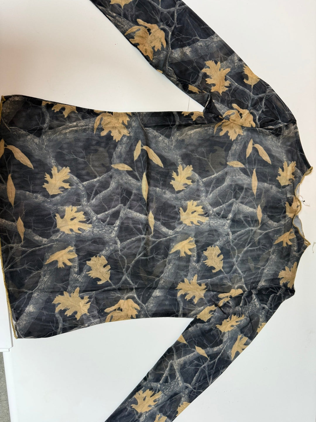 The Autumn Maple Camo Sheer Mesh Long Sleeve Top - Timber &amp; Velvet Boutique