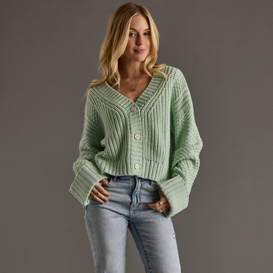 The Avery Relaxed Cropped Knit Button - Up Cardigan - Timber &amp; Velvet Boutique