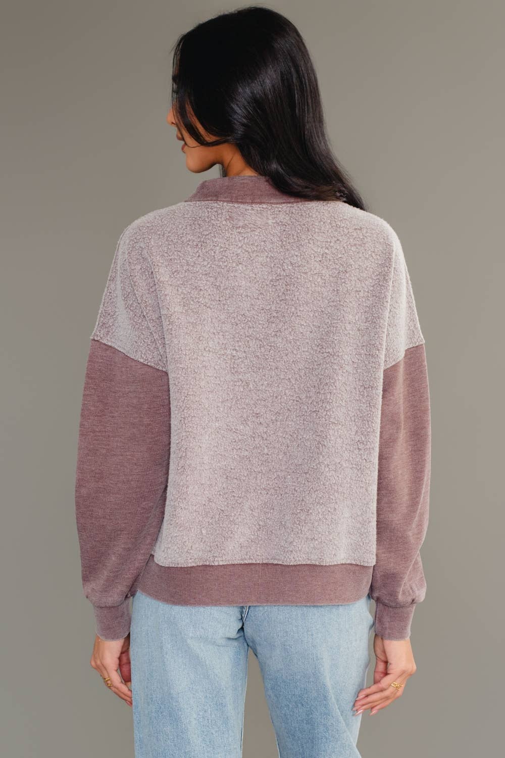 The Bernie Mixed Media Color Block Quarter Zip Sweatshirt - Timber &amp; Velvet Boutique