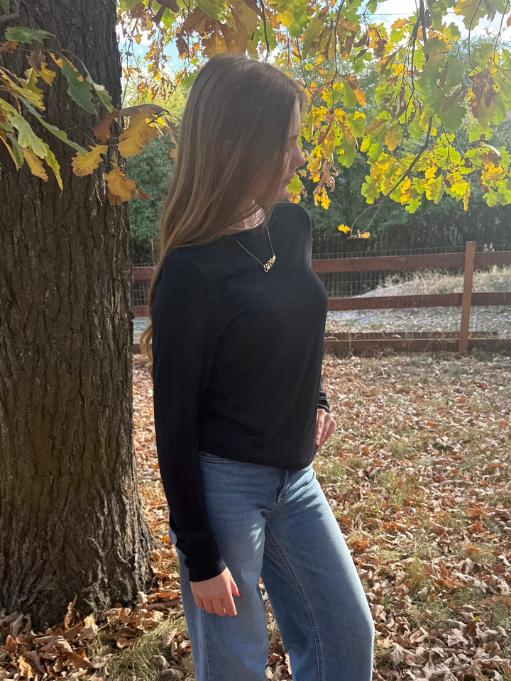 The Coraline Premium Relaxed Long Sleeve | Ultra-Soft Black Essential - Timber &amp; Velvet Boutique