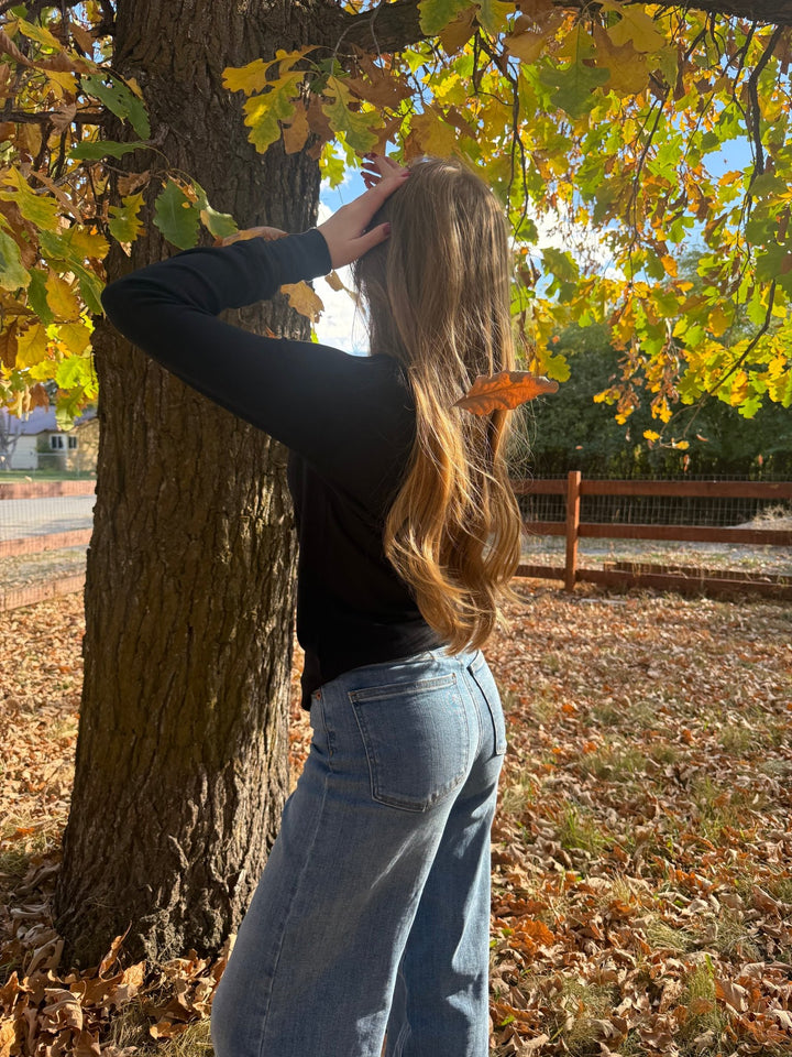 The Coraline Premium Relaxed Long Sleeve | Ultra-Soft Black Essential - Timber &amp; Velvet Boutique