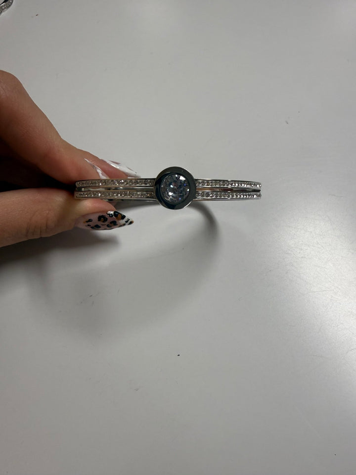 The Dottie Silver Rhinestone Bangle - Timber &amp; Velvet Boutique