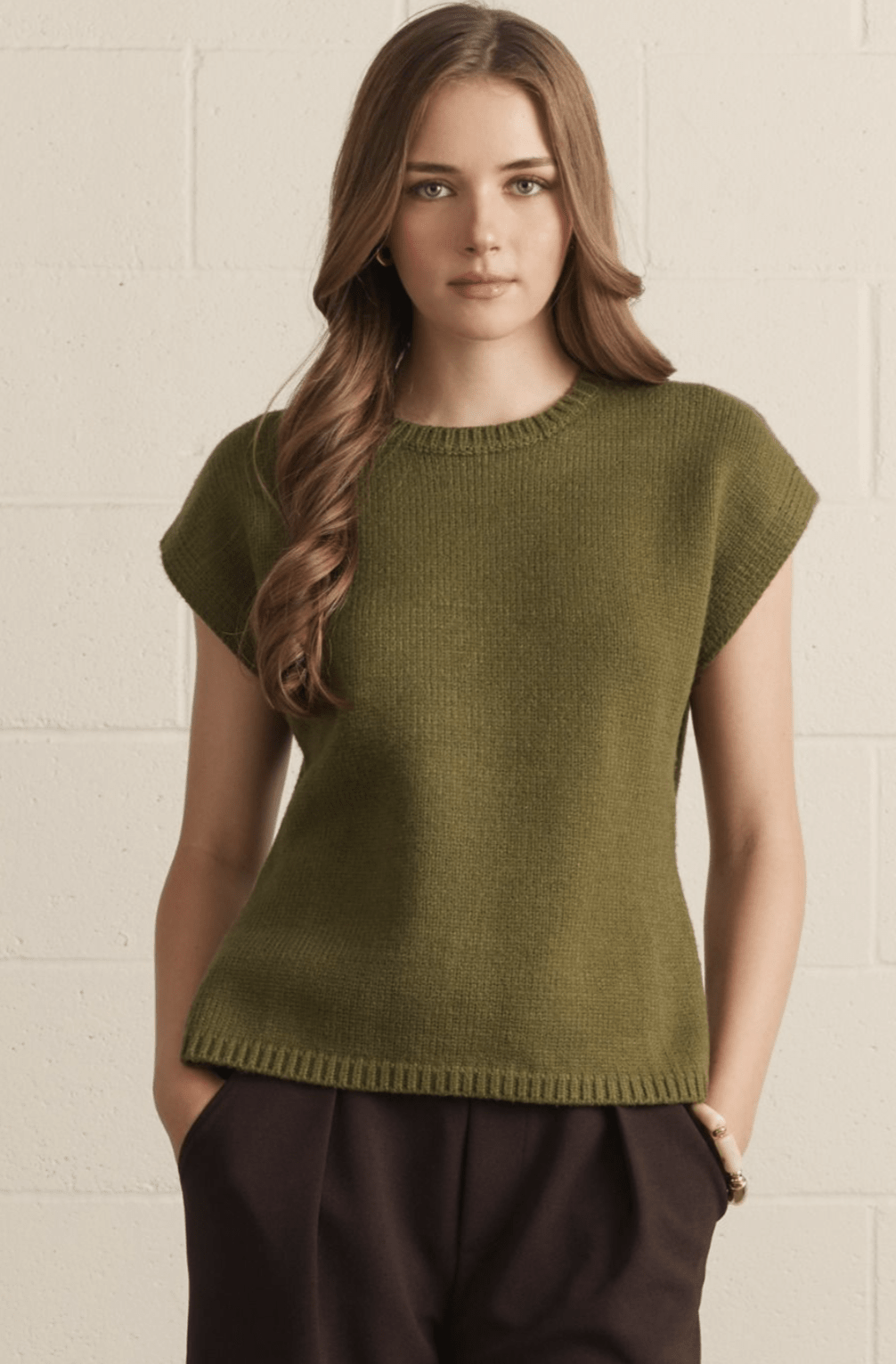The Eden Knit Sweater Vest - Olive Green - Timber & Velvet Boutique