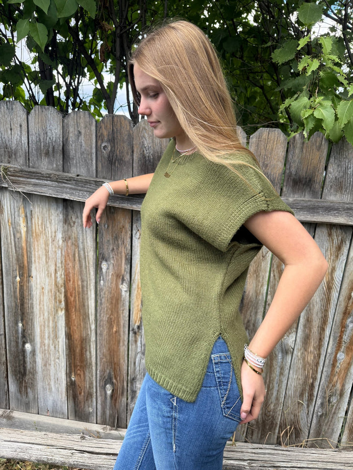 The Eden Knit Sweater Vest - Olive Green - Timber &amp; Velvet Boutique