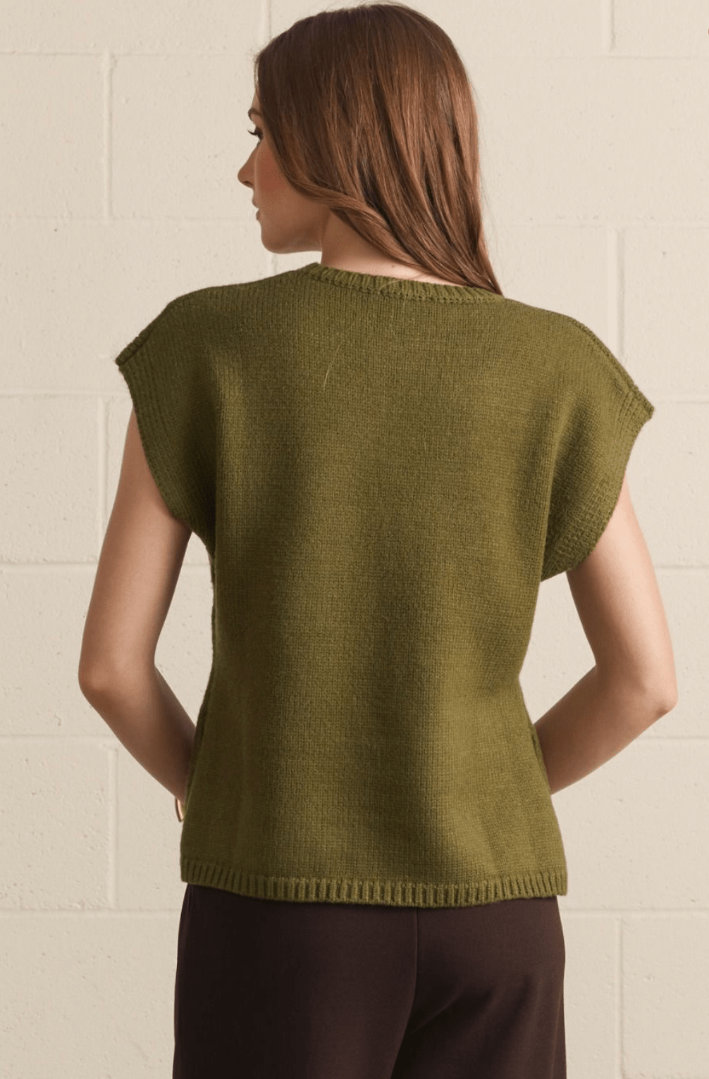 The Eden Knit Sweater Vest - Olive Green - Timber &amp; Velvet Boutique