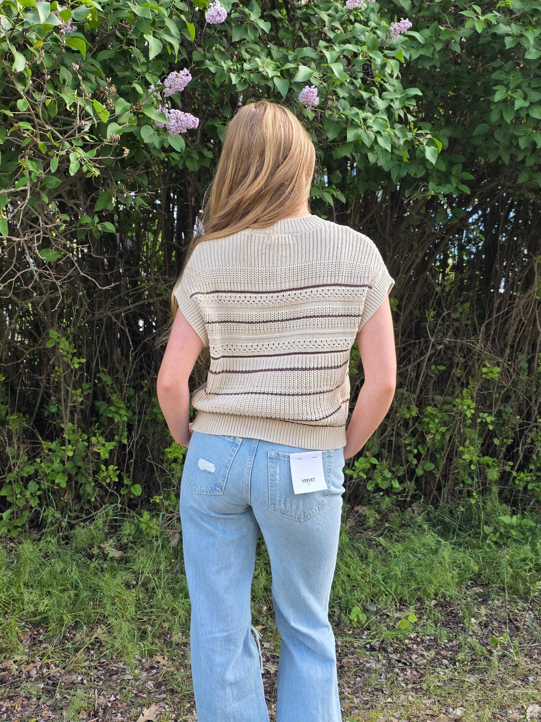 The Lottie Striped Cotton Open Knit Cardigan Sweater - Timber &amp; Velvet Boutique