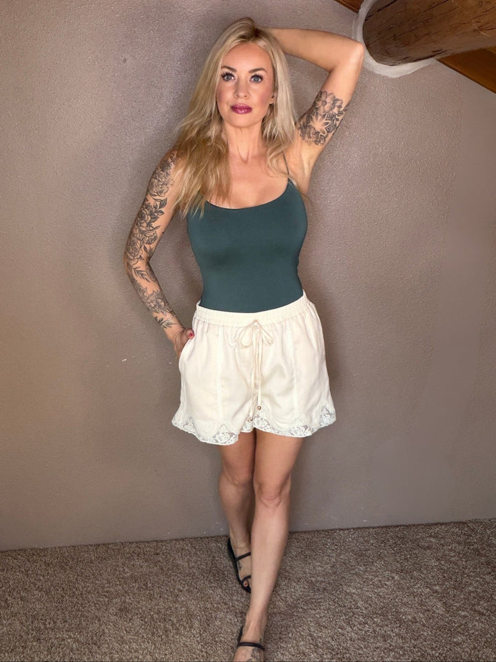 The Margot Scalloped Lace Drawstring Shorts – Romantic Summer Chic - Timber &amp; Velvet Boutique