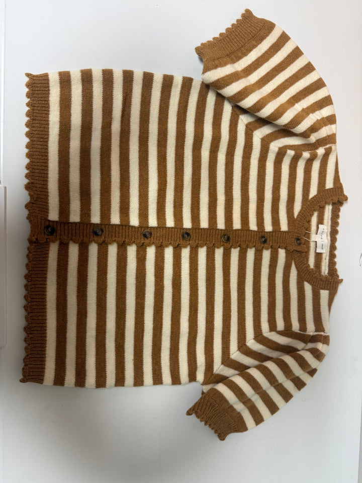 The Marigold Scalloped Striped Cardigan – Cream &amp; Caramel Knit - Timber &amp; Velvet Boutique
