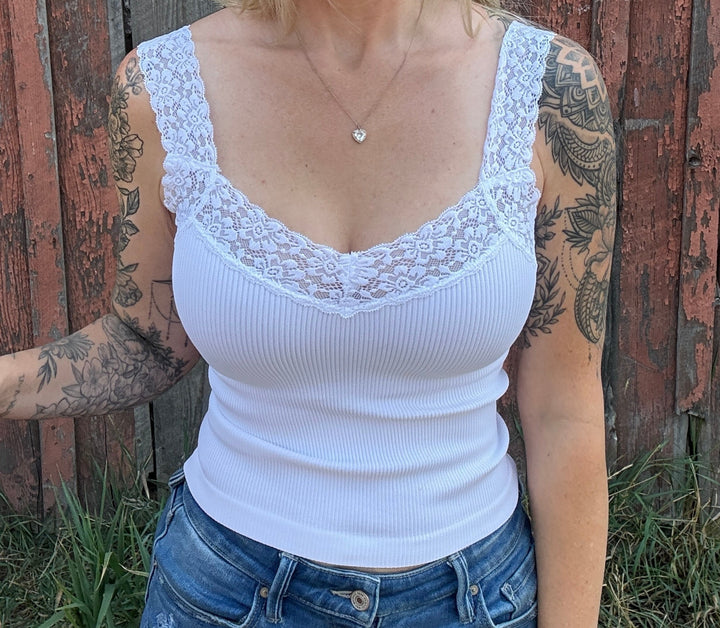 The Meadow Lace Tank - Timber &amp; Velvet Boutique