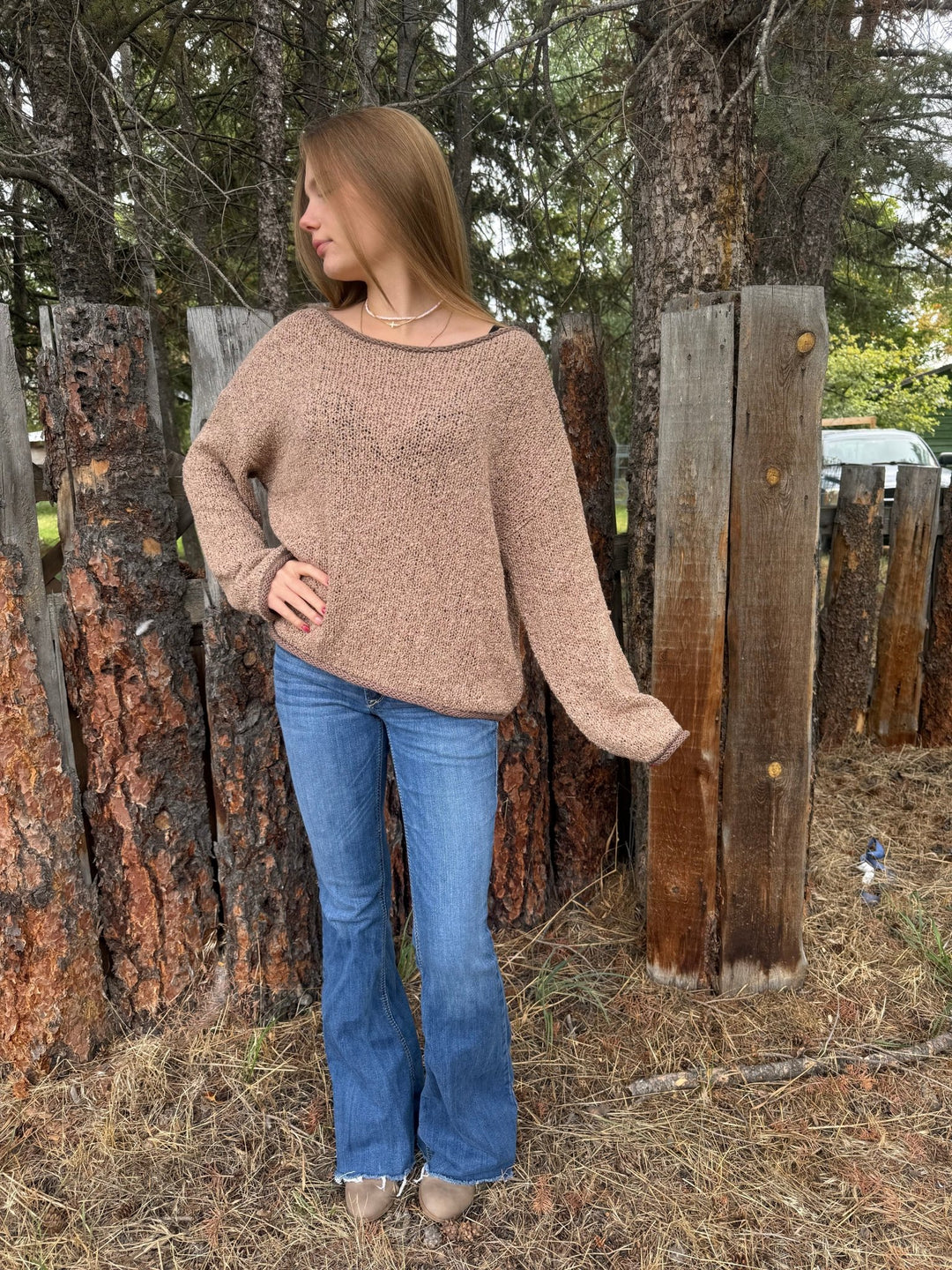 The Piper Boat Neck Knit Sweater – Light Mocha - Timber &amp; Velvet Boutique