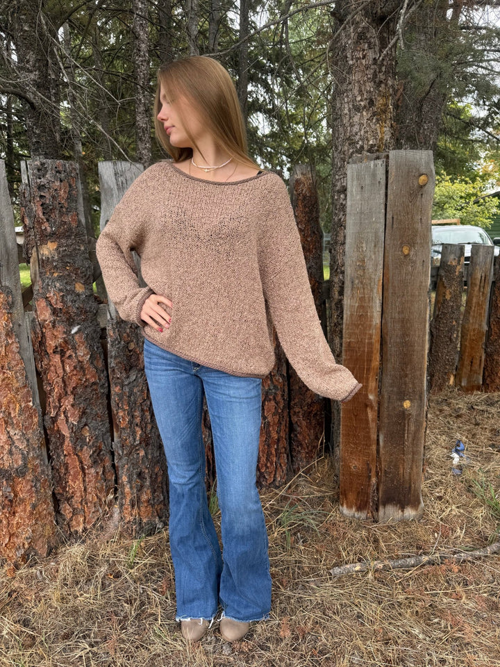 The Piper Boat Neck Knit Sweater – Light Mocha - Timber &amp; Velvet Boutique