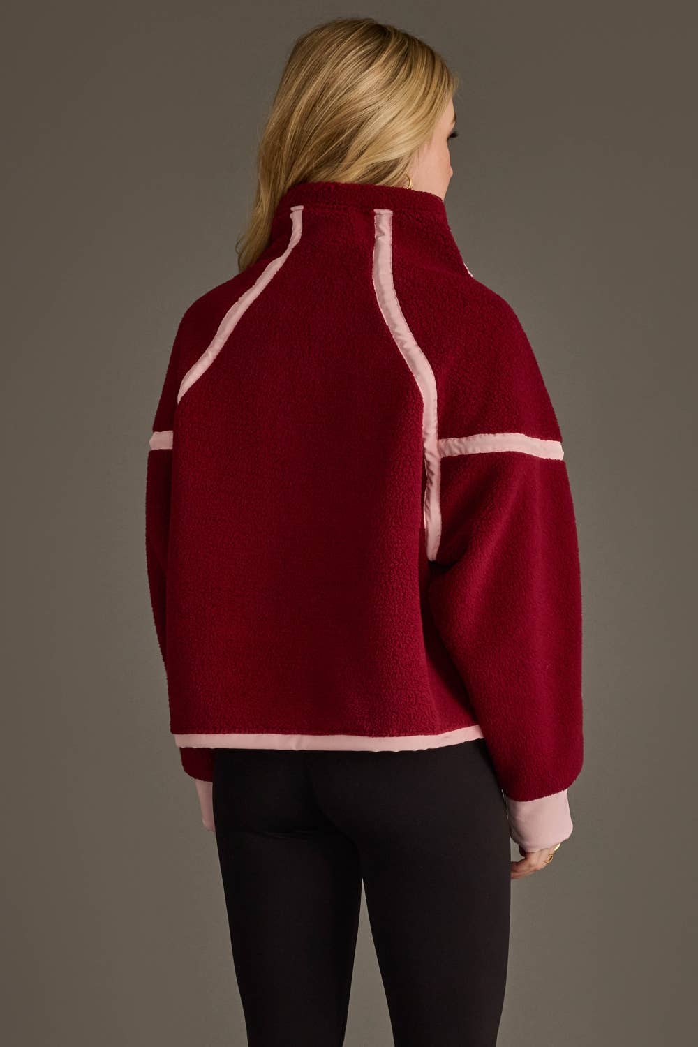 The Sabrina Half-Zip Sherpa Jacket – Adjustable Waist Fleece Pullover - Timber &amp; Velvet Boutique