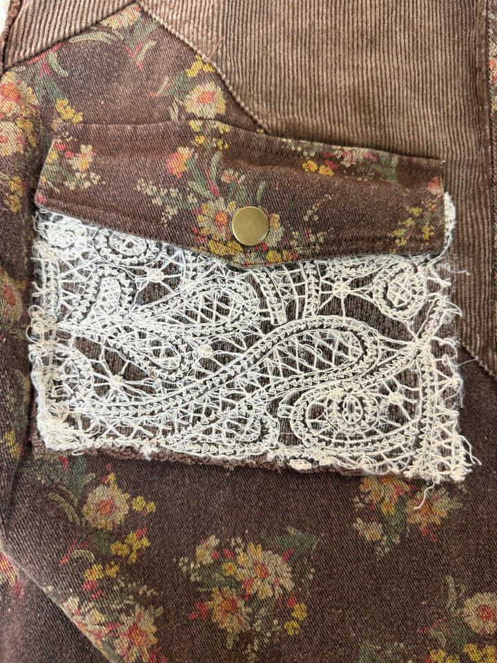 The Selene Vintage Floral Corduroy &amp; Lace Shacket Coat - Timber &amp; Velvet Boutique