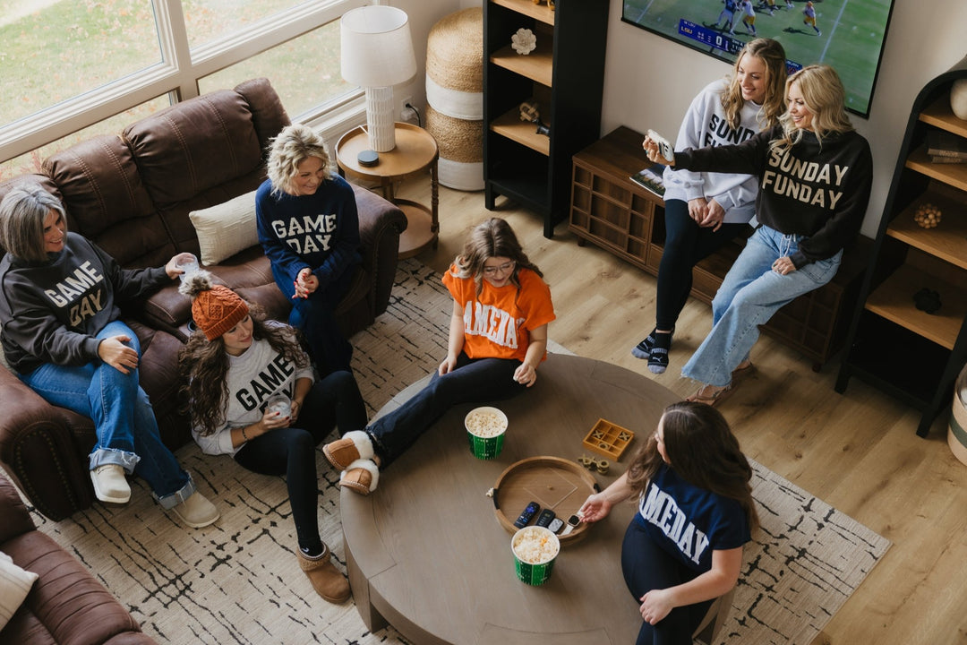 The Ultimate Game Day Short Sleeve Varsity Sweatshirt / Multiple Colors - Timber & Velvet Boutique