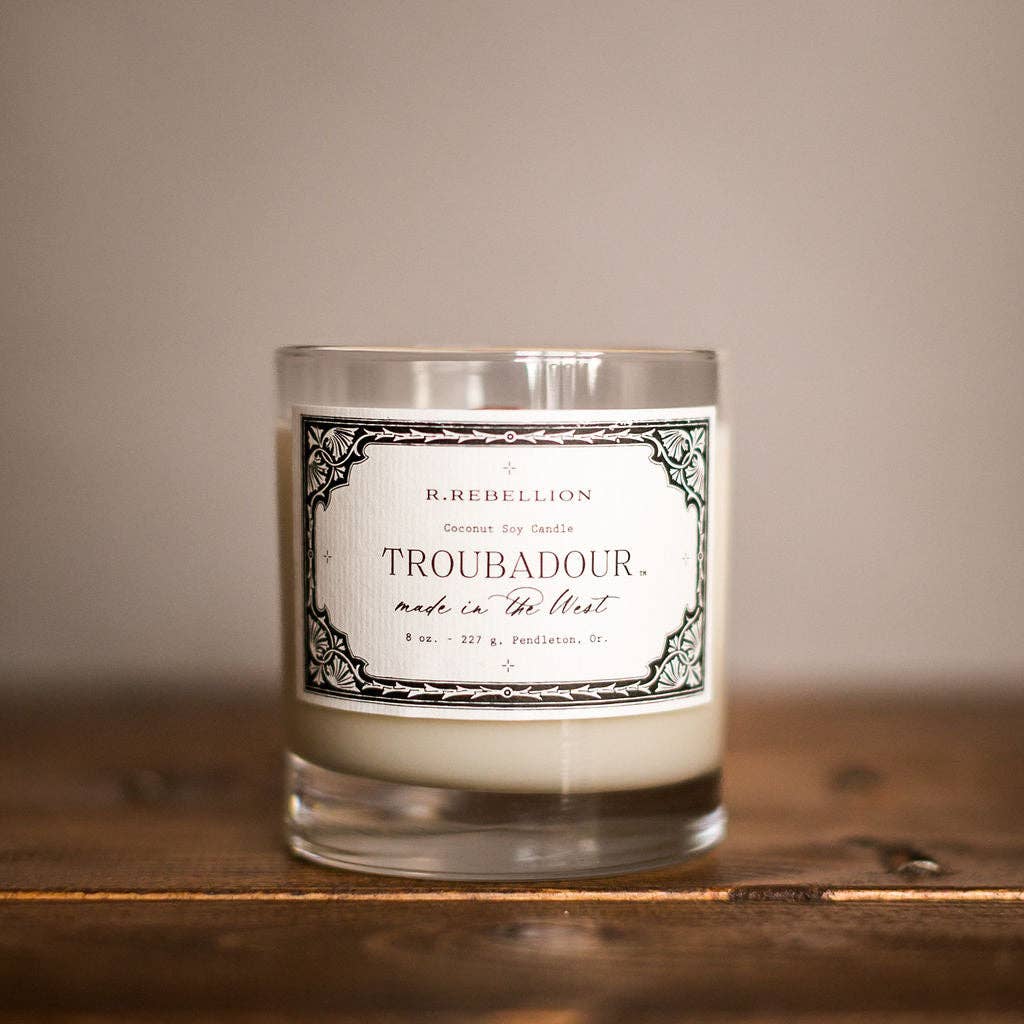 Troubadour Wood Wick Candle | Smoked Tobacco & Plum Brandy (8 oz) - Timber & Velvet Boutique