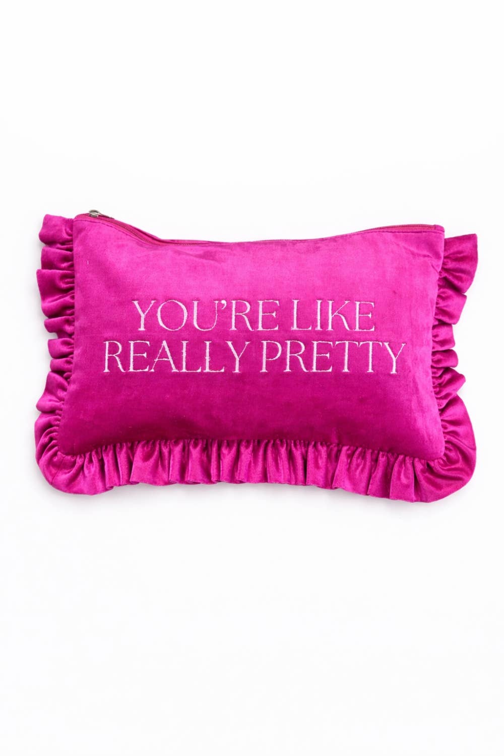 "You’re Like Really Pretty" Hot Pink Velvet Travel Pouch - Timber &amp; Velvet Boutique